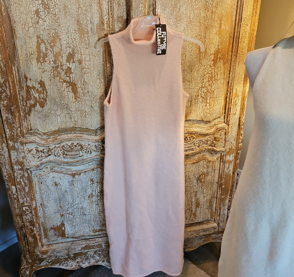 Future Collective Sleeveless Midi Dress in Blush Pink